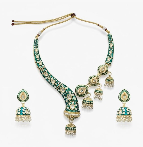 Meenakari Necklace with Jhumka
